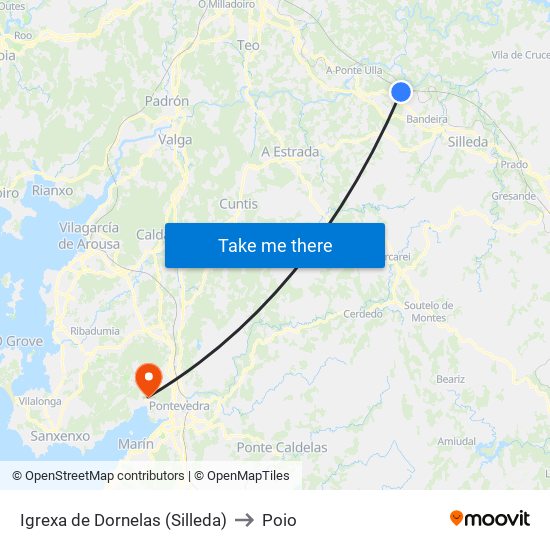 Igrexa de Dornelas (Silleda) to Poio map