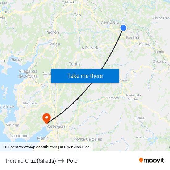 Portiño-Cruz (Silleda) to Poio map