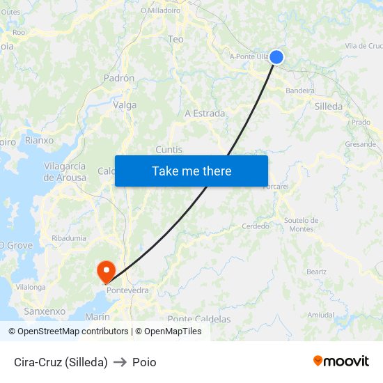 Cira-Cruz (Silleda) to Poio map