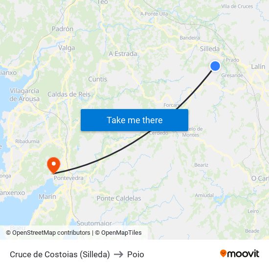 Cruce de Costoias (Silleda) to Poio map