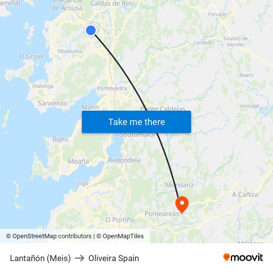 Lantañón (Meis) to Oliveira Spain map