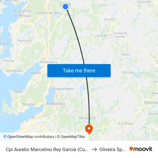 Cpi Aurelio Marcelino Rey García (Cuntis) to Oliveira Spain map