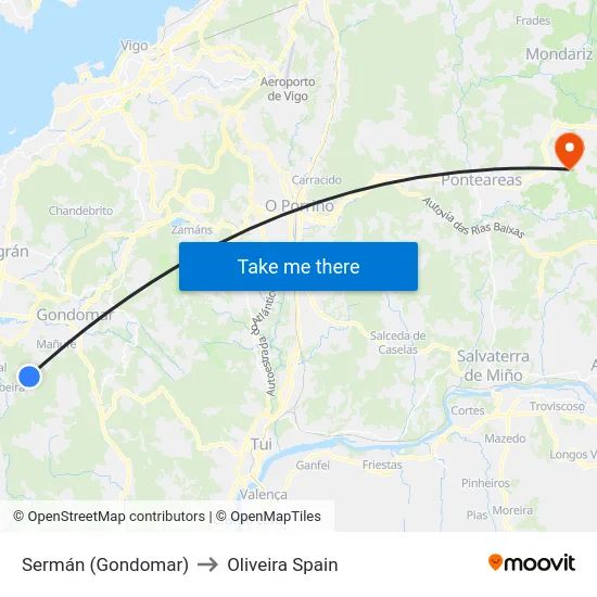 Sermán (Gondomar) to Oliveira Spain map