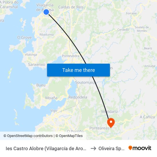Ies Castro Alobre (Vilagarcía de Arousa) to Oliveira Spain map