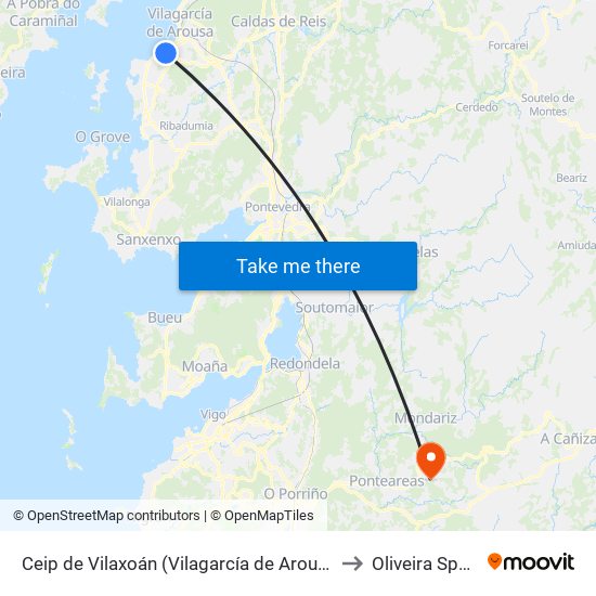 Ceip de Vilaxoán (Vilagarcía de Arousa) to Oliveira Spain map