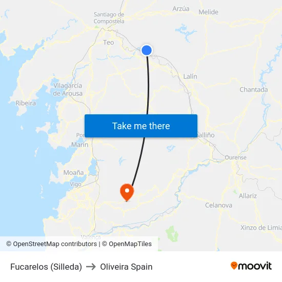 Fucarelos (Silleda) to Oliveira Spain map