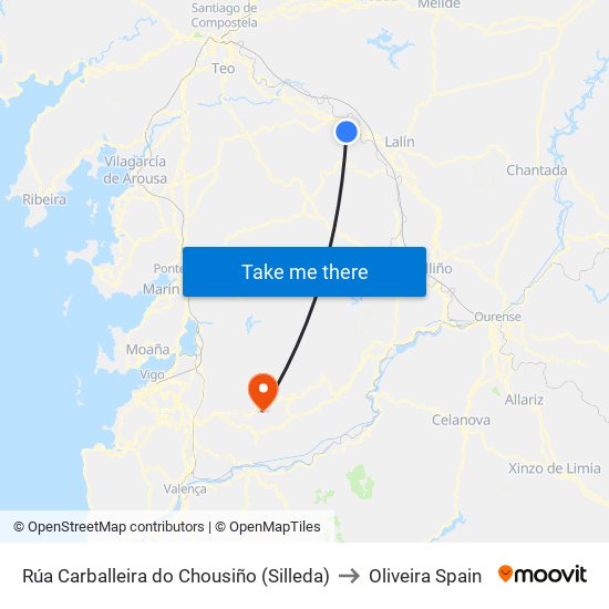 Rúa Carballeira do Chousiño (Silleda) to Oliveira Spain map