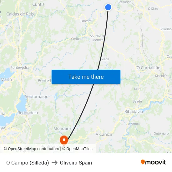 O Campo (Silleda) to Oliveira Spain map