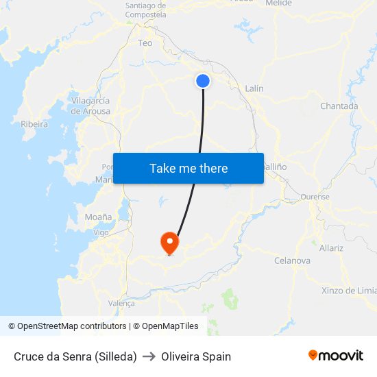 Cruce da Senra (Silleda) to Oliveira Spain map