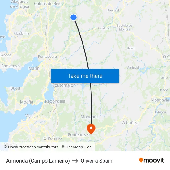 Armonda (Campo Lameiro) to Oliveira Spain map