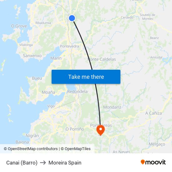 Canai (Barro) to Moreira Spain map