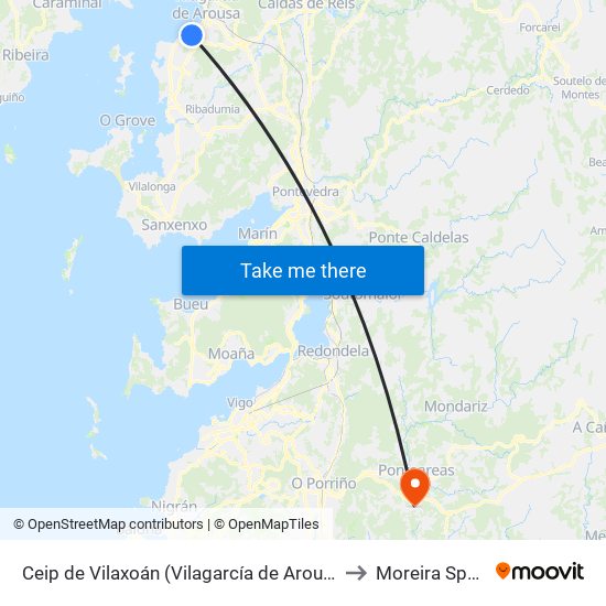 Ceip de Vilaxoán (Vilagarcía de Arousa) to Moreira Spain map