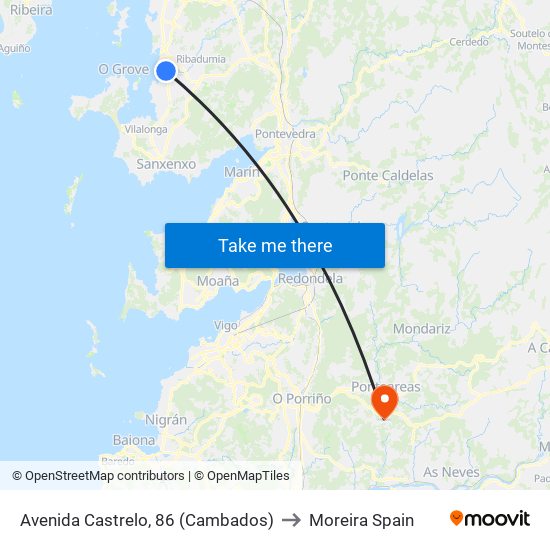 Avenida Castrelo, 86 (Cambados) to Moreira Spain map