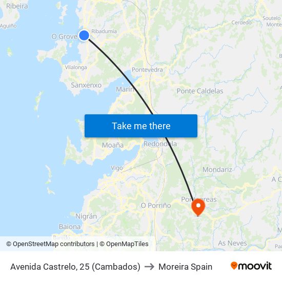 Avenida Castrelo, 25 (Cambados) to Moreira Spain map