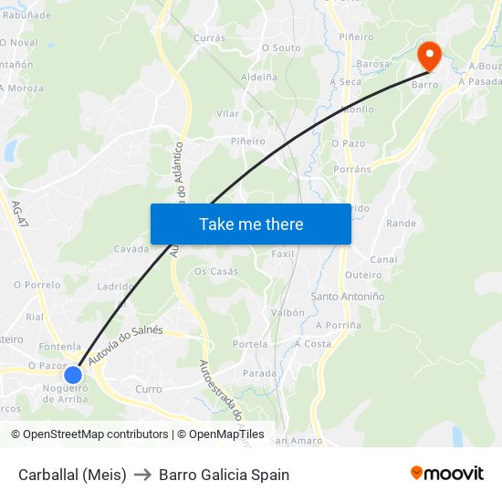 Carballal (Meis) to Barro Galicia Spain map