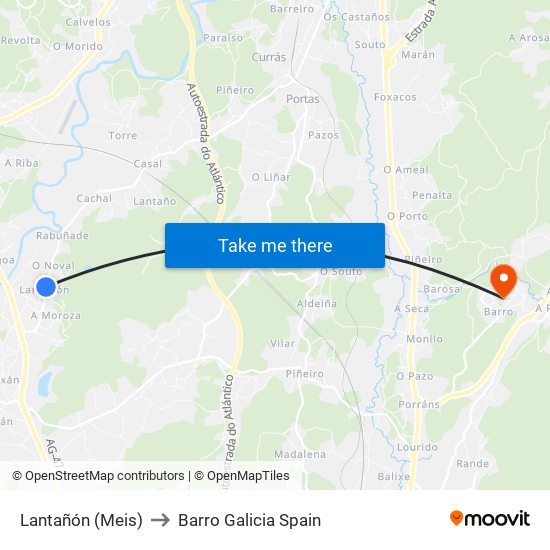Lantañón (Meis) to Barro Galicia Spain map