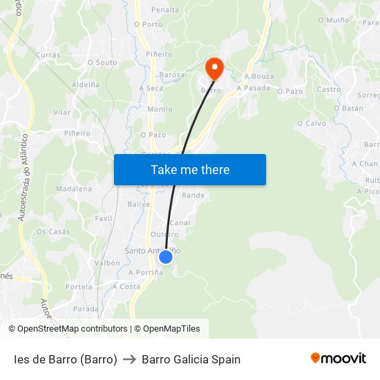 Ies de Barro (Barro) to Barro Galicia Spain map