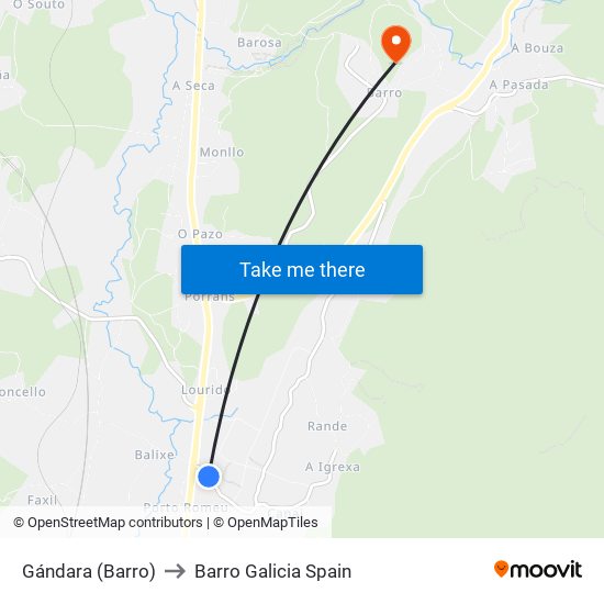 Gándara (Barro) to Barro Galicia Spain map
