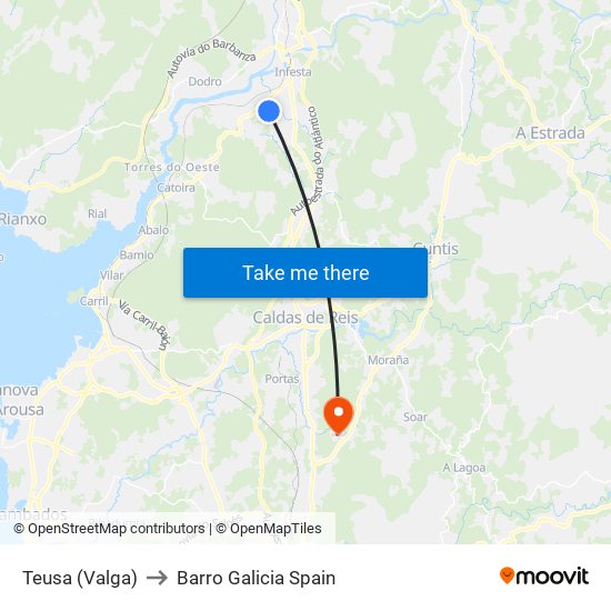 Teusa (Valga) to Barro Galicia Spain map