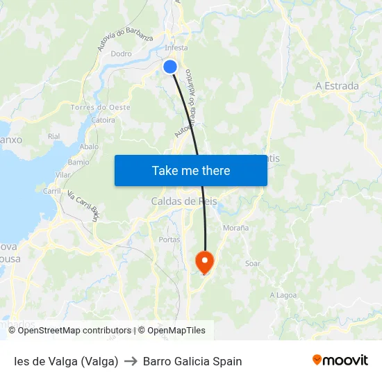 Ies de Valga (Valga) to Barro Galicia Spain map
