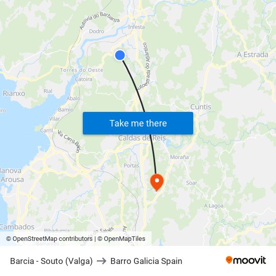 Barcia - Souto (Valga) to Barro Galicia Spain map