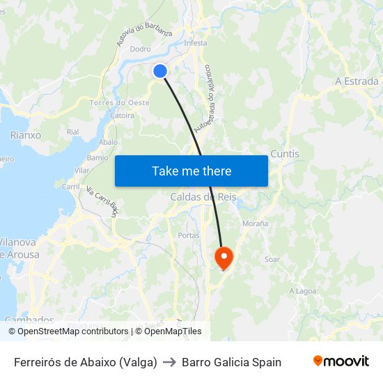 Ferreirós de Abaixo (Valga) to Barro Galicia Spain map