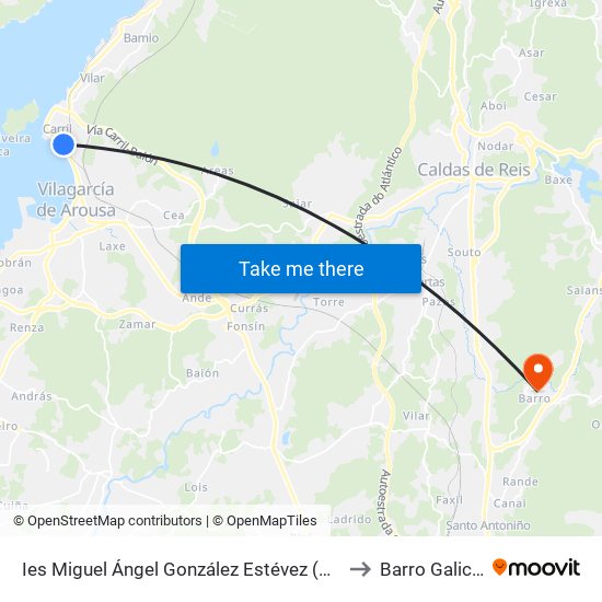 Ies Miguel Ángel González Estévez (Vilagarcía de Arousa)) to Barro Galicia Spain map
