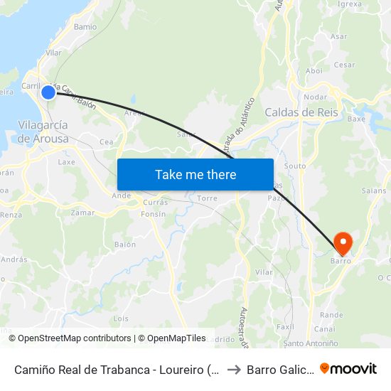 Camiño Real de Trabanca - Loureiro (Vilagarcía de Arousa) to Barro Galicia Spain map