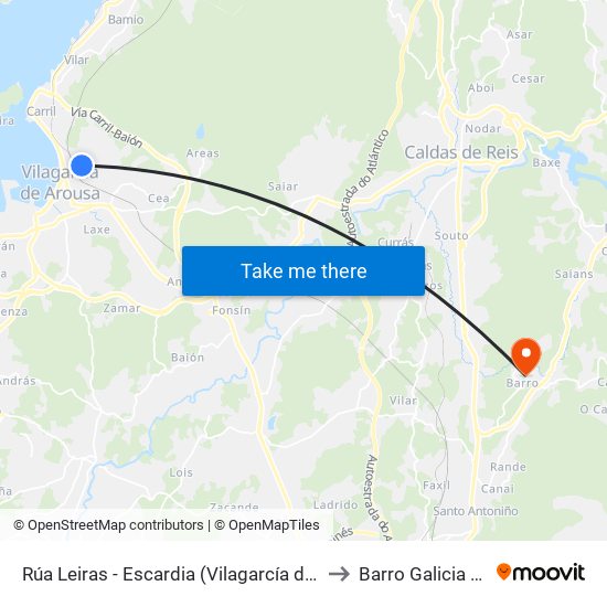Rúa Leiras - Escardia (Vilagarcía de Arousa) to Barro Galicia Spain map