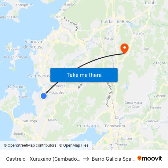 Castrelo - Xuruxano (Cambados) to Barro Galicia Spain map