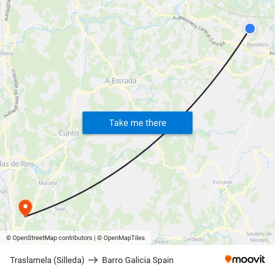 Traslamela (Silleda) to Barro Galicia Spain map