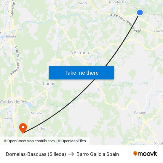 Dornelas-Bascuas (Silleda) to Barro Galicia Spain map