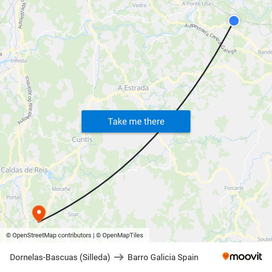 Dornelas-Bascuas (Silleda) to Barro Galicia Spain map