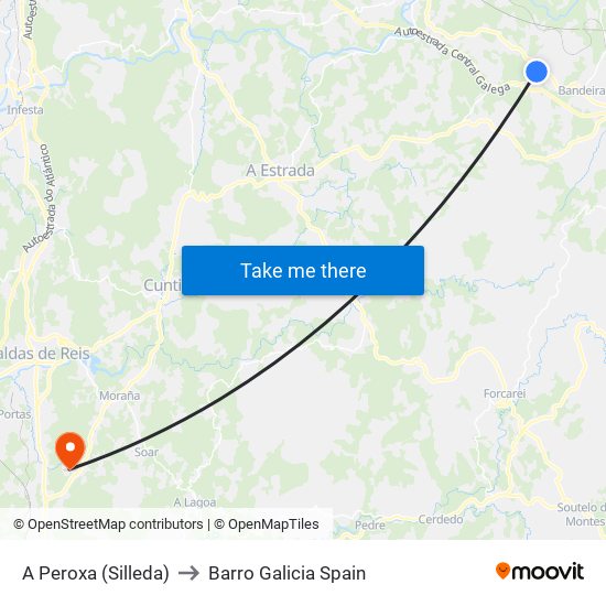 A Peroxa (Silleda) to Barro Galicia Spain map