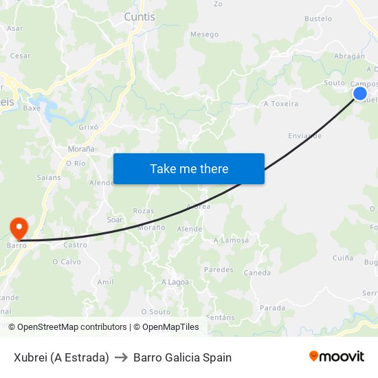 Xubrei (A Estrada) to Barro Galicia Spain map