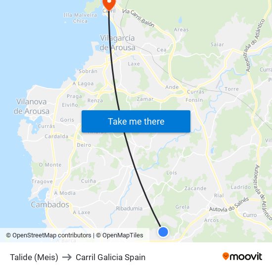 Talide (Meis) to Carril Galicia Spain map