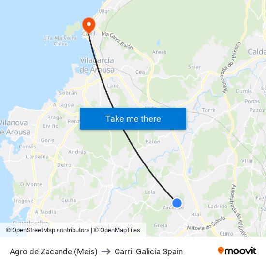Agro de Zacande (Meis) to Carril Galicia Spain map