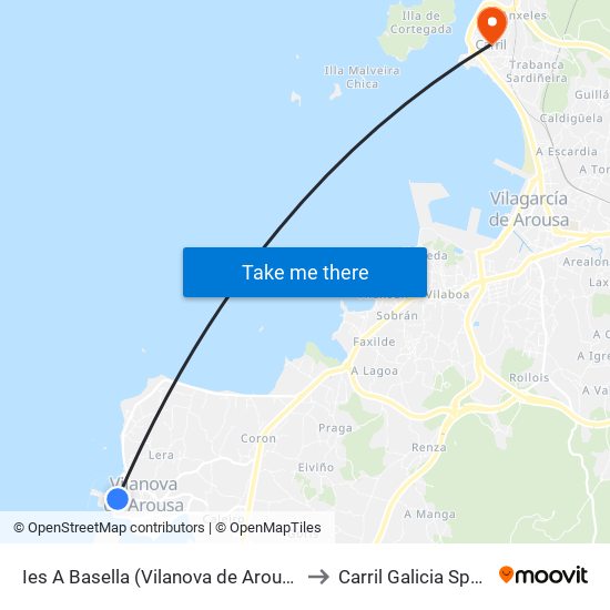 Ies A Basella (Vilanova de Arousa) to Carril Galicia Spain map