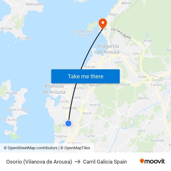 Osorio (Vilanova de Arousa) to Carril Galicia Spain map