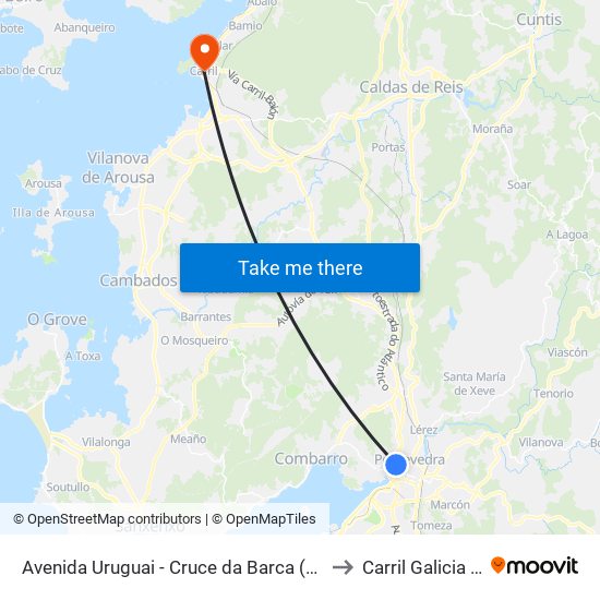 Avenida Uruguai - Cruce da Barca (Pontevedra) to Carril Galicia Spain map