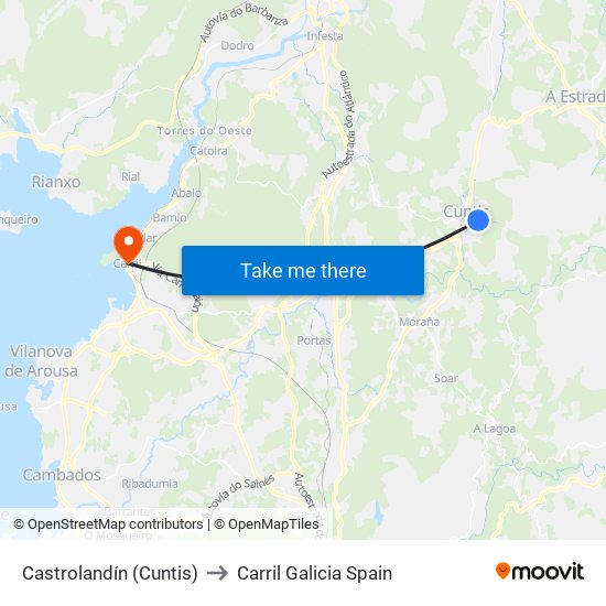 Castrolandín (Cuntis) to Carril Galicia Spain map