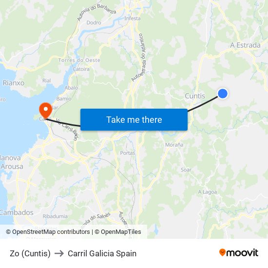 Zo (Cuntis) to Carril Galicia Spain map