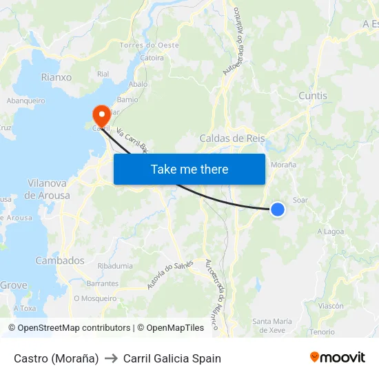Castro (Moraña) to Carril Galicia Spain map