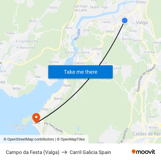 Campo da Festa (Valga) to Carril Galicia Spain map