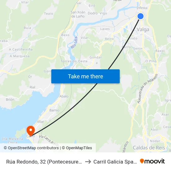 Rúa Redondo, 32 (Pontecesures) to Carril Galicia Spain map