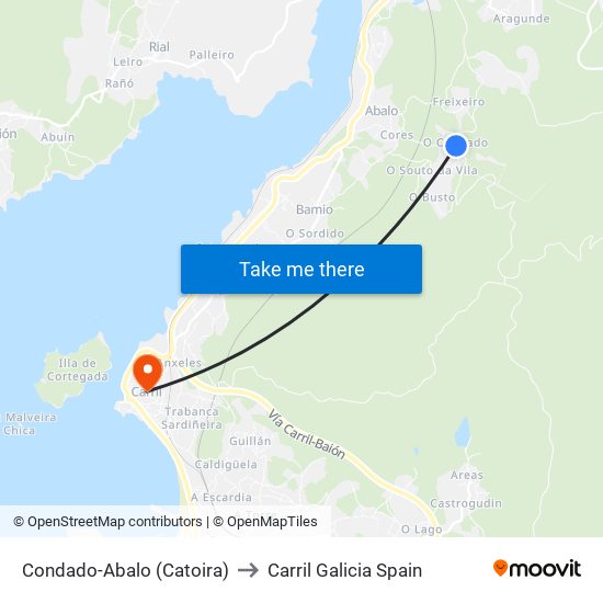 Condado-Abalo (Catoira) to Carril Galicia Spain map