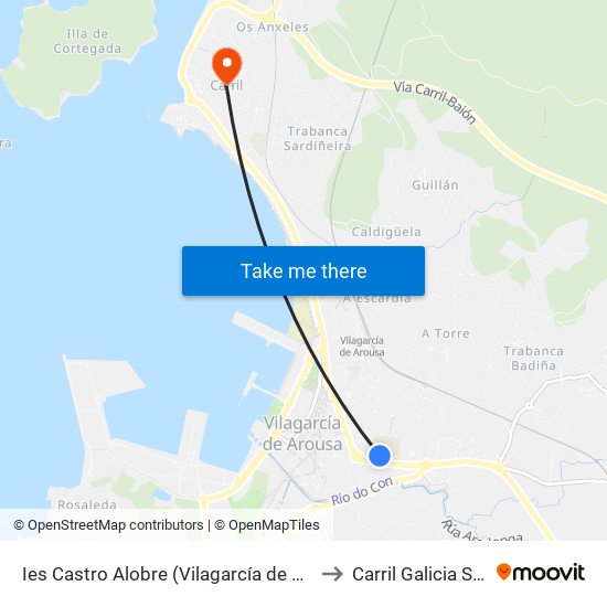 Ies Castro Alobre (Vilagarcía de Arousa) to Carril Galicia Spain map