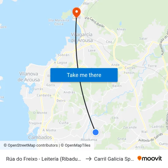 Rúa do Freixo - Leitería (Ribadumia) to Carril Galicia Spain map
