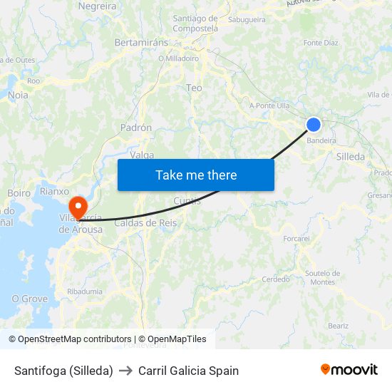 Santifoga (Silleda) to Carril Galicia Spain map