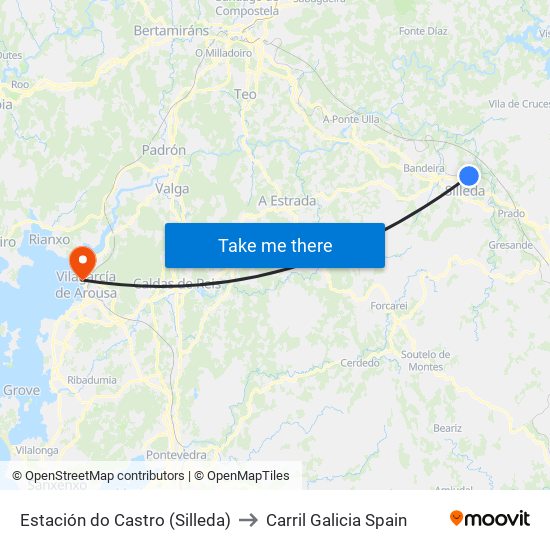 Estación do Castro (Silleda) to Carril Galicia Spain map